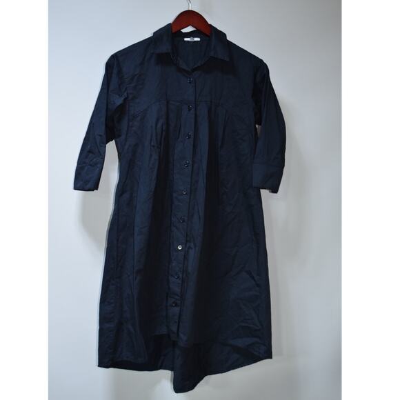 Clu Dresses & Skirts - CLU Navy Button Front Shirt Dress 3/4 Sleeve Size S